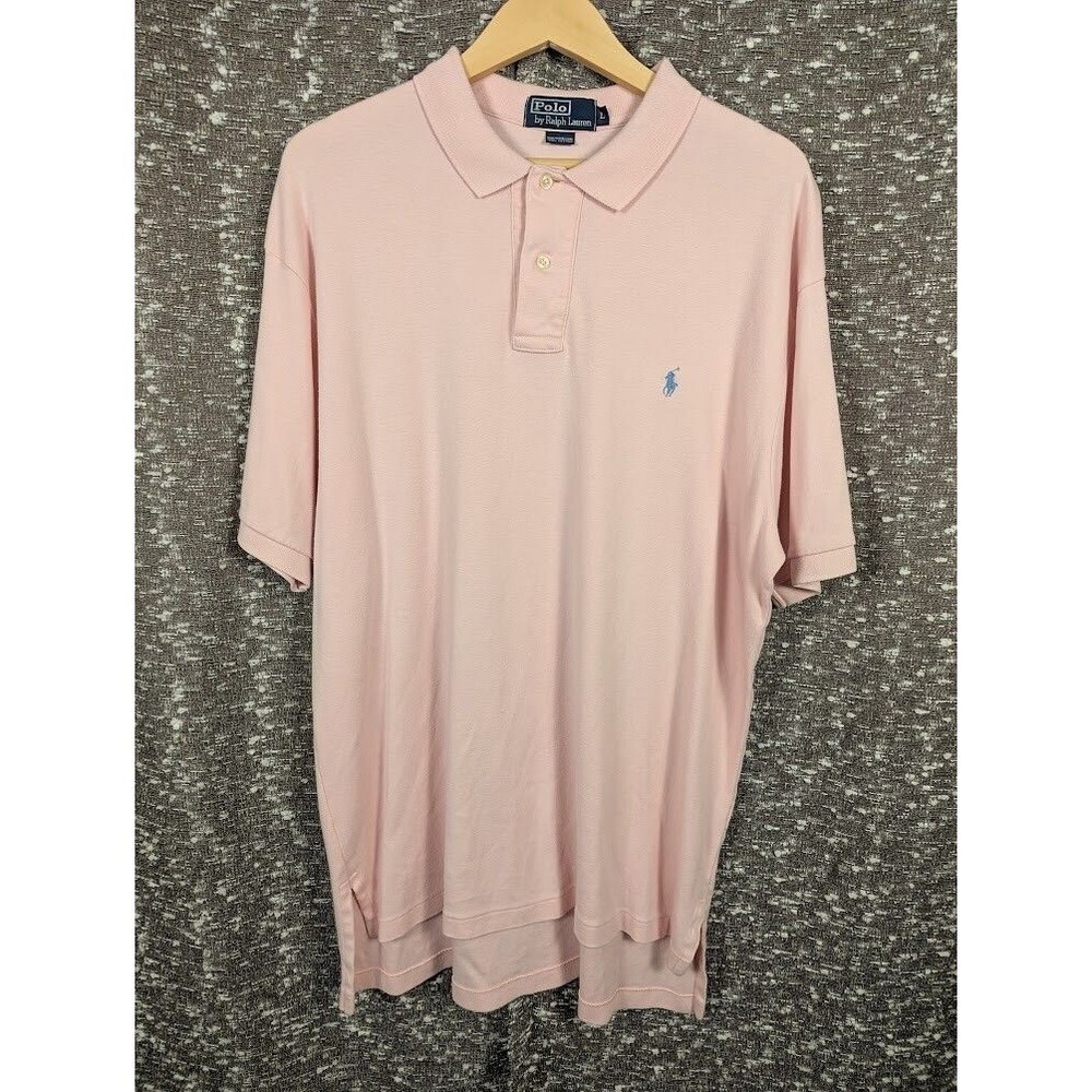 Polo By Ralph Lauren Pink Short Sleeve Polo Shirt Men's Large‎ Embroidered Logo